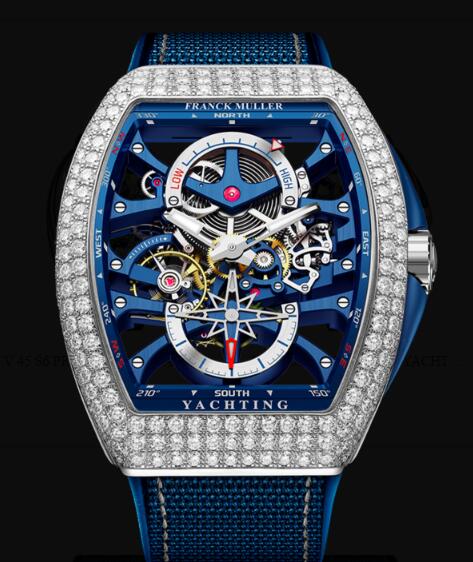 Buy Franck Muller Vanguard Yachting Anchor Skeleton Power Reserve Replica Watch for sale Cheap Price V 45 S6 PR SQT ANCRE YACHT D (BL) OG